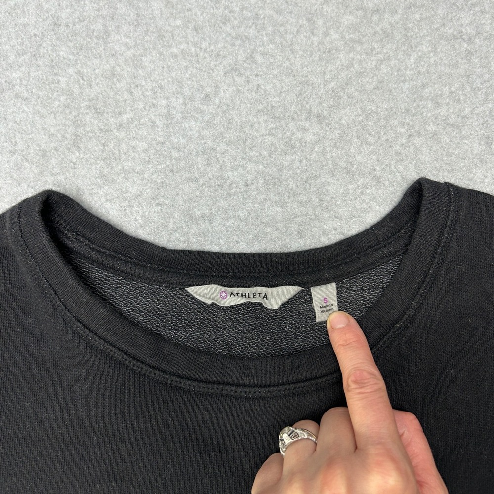 Athleta Black Cityscape Pullover Sweatshirt Side Zip French Terry Size Small - Picture 2 of 12